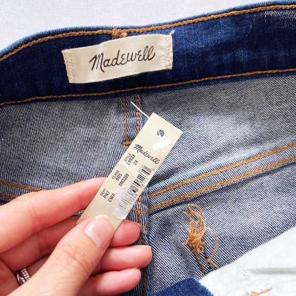 NWT Madewell 9” Mid Rise Dark Blue Classic 5 Pocket Skinny Cotton Blend Jeans 24 - Picture 5 of 12